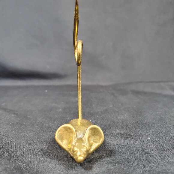 VTG Solid Brass Mouse Note Spike | Mid Century Canadian Brass Desk Paper Spike | - Picture 3 of 16